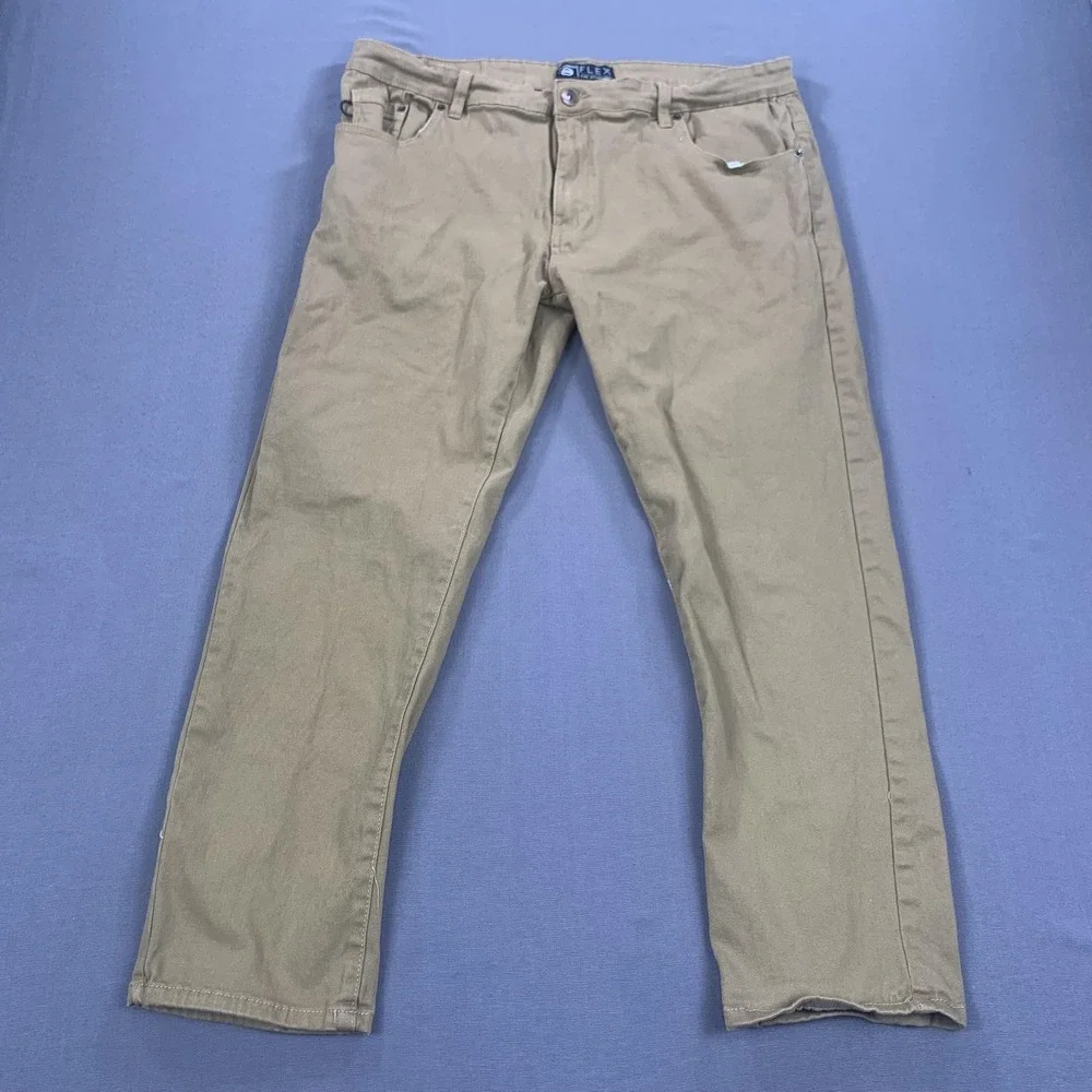 Southpole Flex Pants Men 40x30 (36x30) Khaki Straight Fit Casual Stretch Classic - Picture 2 of 16